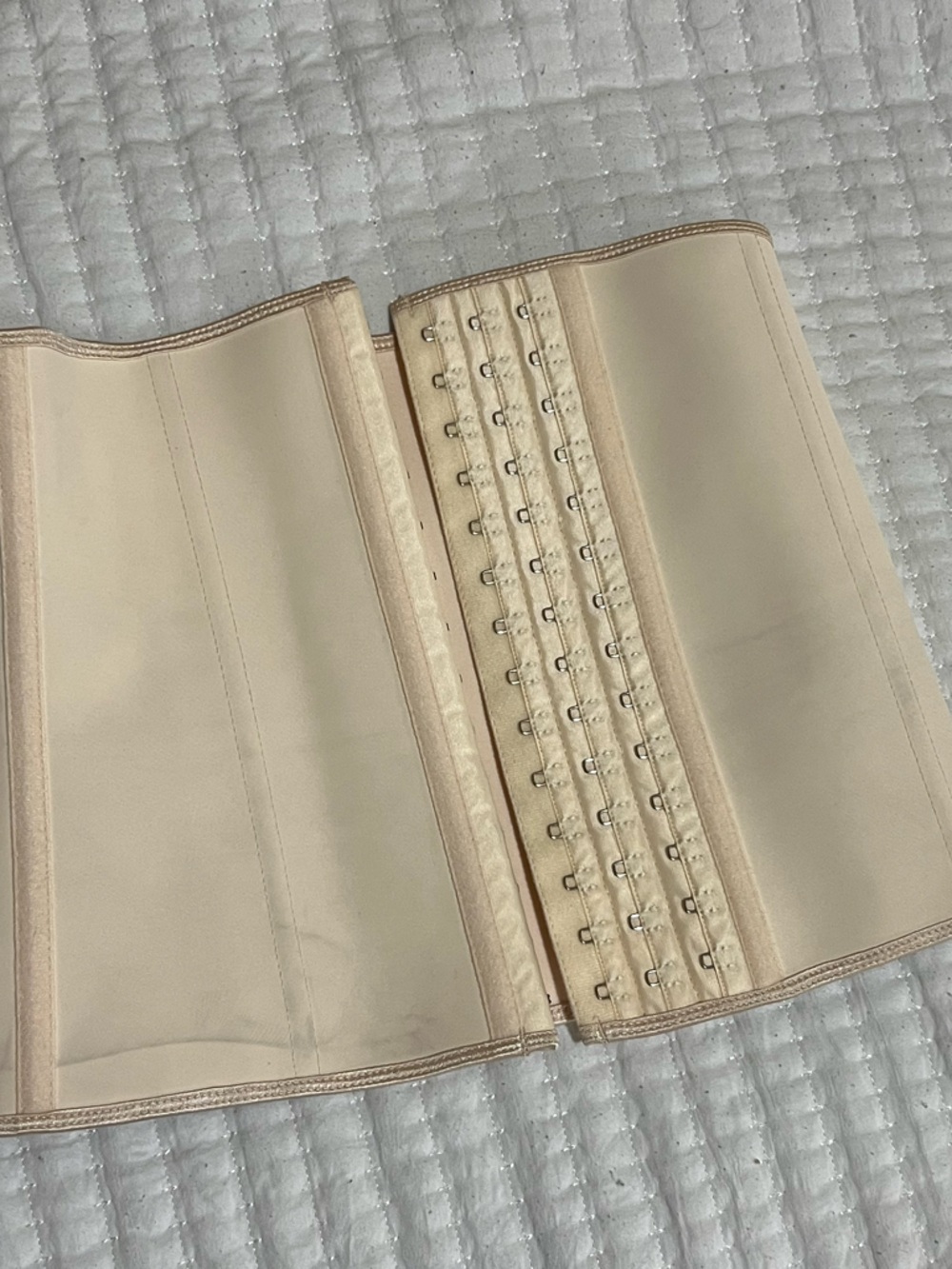 Beige Waist Shaper with Multi-Row Hook Closure